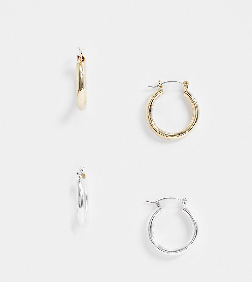 Accessorize Exclusive tubular hoop earrings multipack in gold and silver
