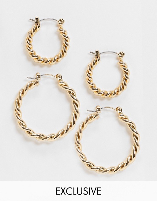 Accessorize Exclusive twisted hoop multipack in gold
