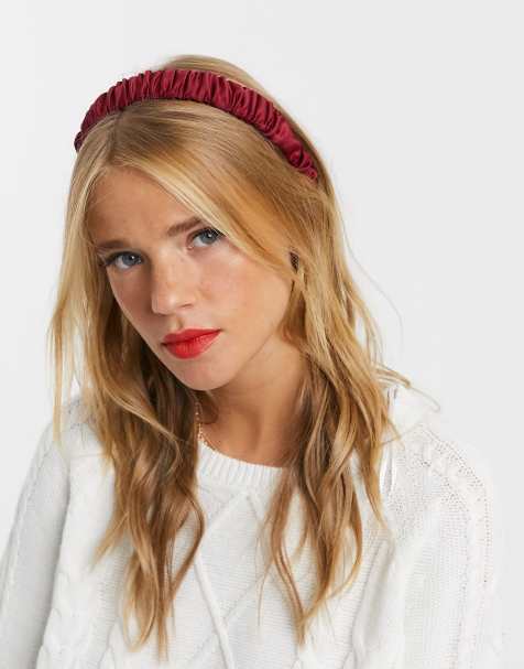 Accessorize – Exklusives, gerafftes Haarband aus Satin in Burgunder