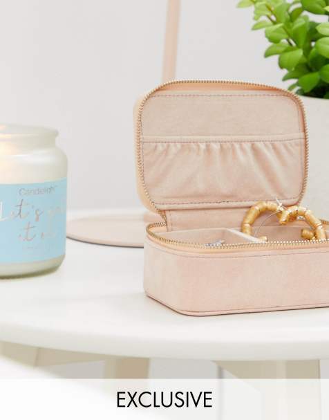 Accessorize – Exklusives Schmuckkästchen aus Wildlederimitat in Rosé