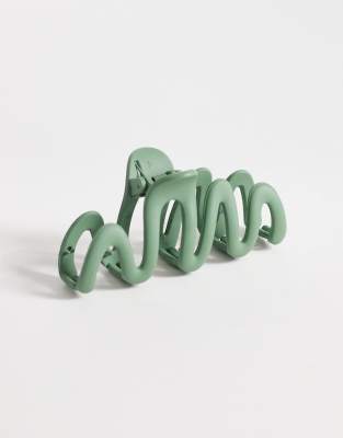 Accessorize - Extra große Haarklammer in mattem Grün mit Wirbeldesign