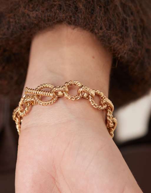 Accessorize – Fakturowana bransoletka łańcuszkowa z zapięciem T, 3 z 3