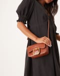 [Accessorize] Accessorize faux croc buckle crossbody bag in tan-Brown No Size BROWN
