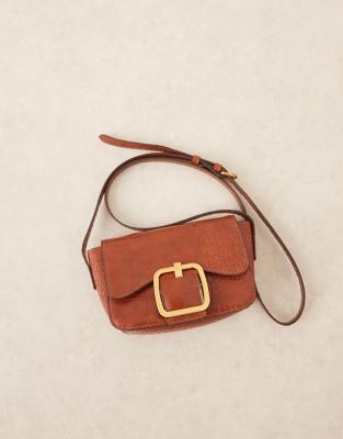 Accessorize Faux Croc Buckle Crossbody Bag In Brown