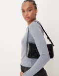 [Accessorize] Accessorize faux croc shoulder bag in black No Size BLACK