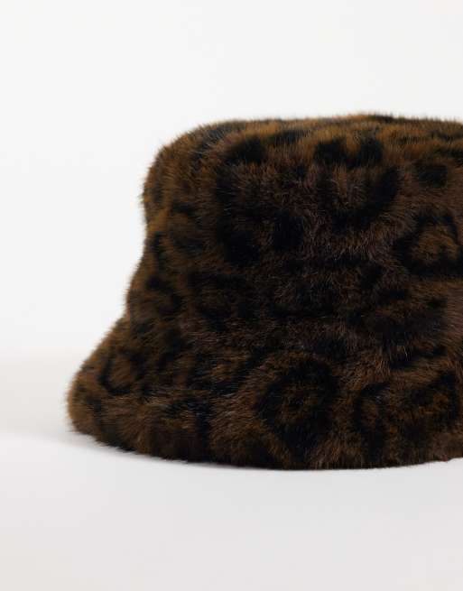 Accessorize faux fur bucket hat in leopard print, 3 of 3