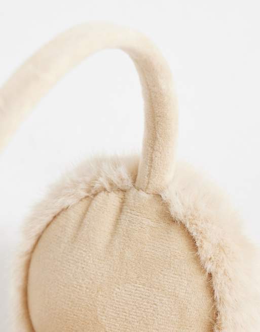 Accessorize faux fur earmuff in cream, 2 of 3