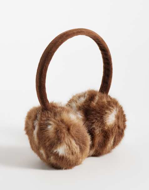 Accessorize faux fur earmuffs in deer print - view 1