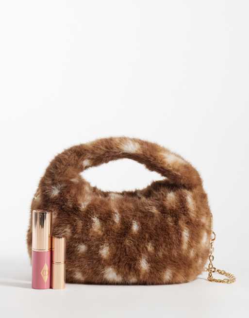 Accessorize faux fur grab bag in deer print, 2 of 4