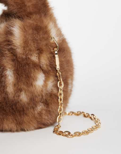 Accessorize faux fur grab bag in deer print, 3 of 4