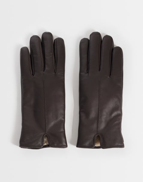 Accessorize faux fur lined leather gloves in chocolate brown - view 1