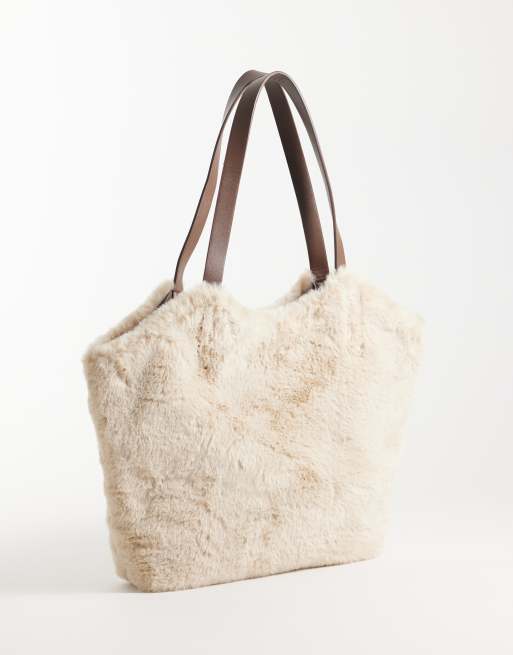 Accessorize faux fur shoulder bag in cream, 4 of 4
