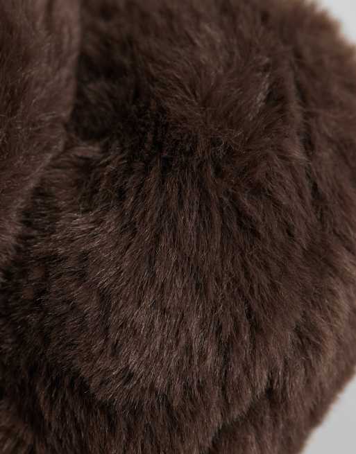 Accessorize faux fur suedette earmuffs in chocolate brown, 2 of 3