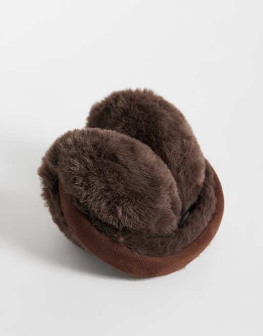 Accessorize faux fur suedette earmuffs in chocolate brown, 3 of 3