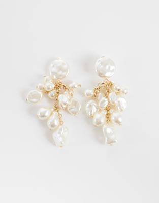 Accessorize faux pearl cluster drop earrings