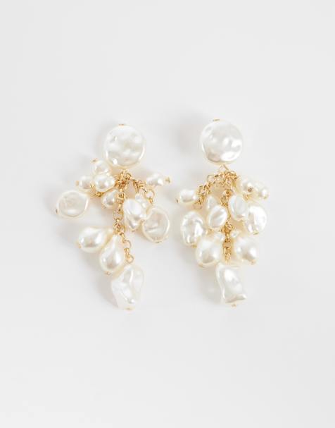 Accessorize faux pearl cluster drop earrings - view 1