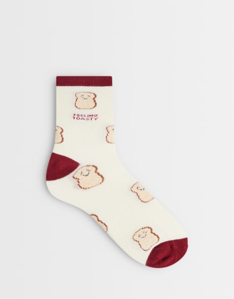 Accessorize feeling toasty socks in cream and red - view 1