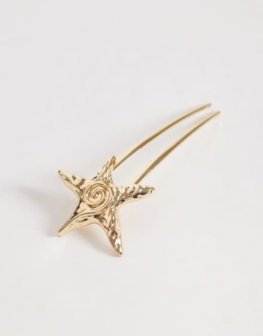 Accessorize - Fermaglio per capelli a forma di stella marina in metallo color oro