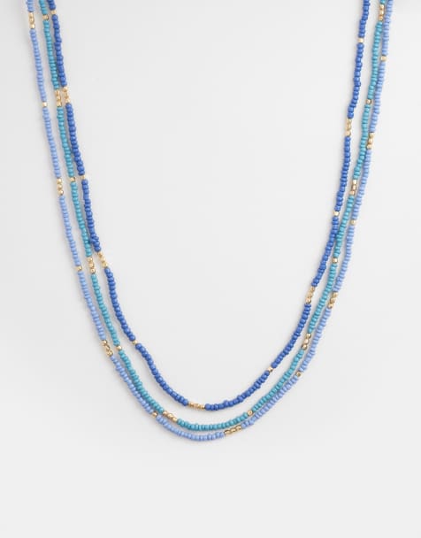 Accessorize – Filigrane, mehrreihige Perlenkette in Blau - view 1