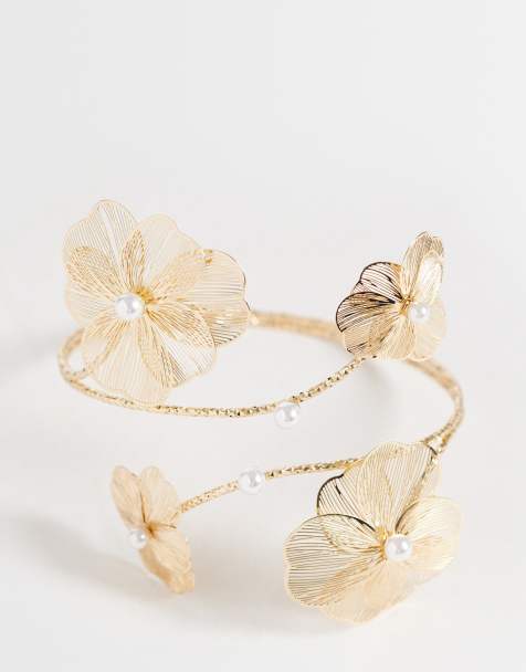 Accessorize filigree flower arm cuff in gold - view 1