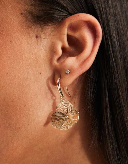 Accessorize filigree flower drop earrings in gold ASOS