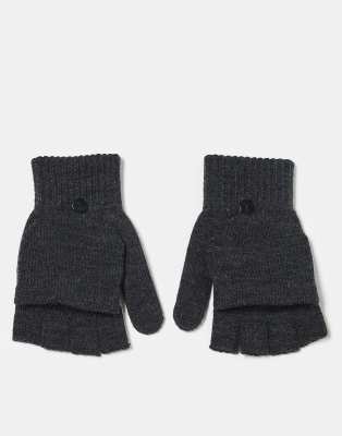 Accessorize - Fingerlose Handschuhe in Grau mit Fäustling-Klappe