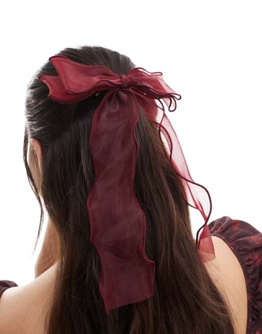 Accessorize - Fiocco per capelli in organza color rosso