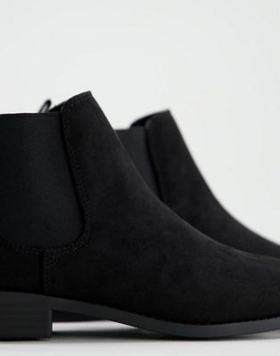 black faux suede ankle boots