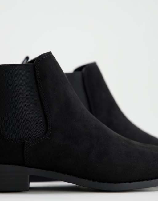 Black suede flat store ankle boots womens