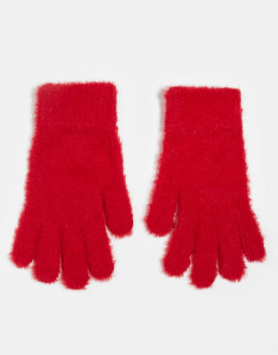 Accessorize - Flauschige, elastische Handschuhe in Rot