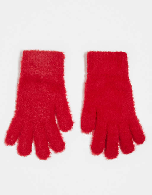 Accessorize – Flauschige, elastische Handschuhe in Rot, 3 von 3