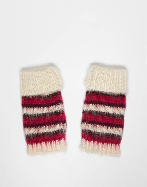 Accessorize – Flerfärgad, randig handskar med borstad finish och avskurna kanter - view 1