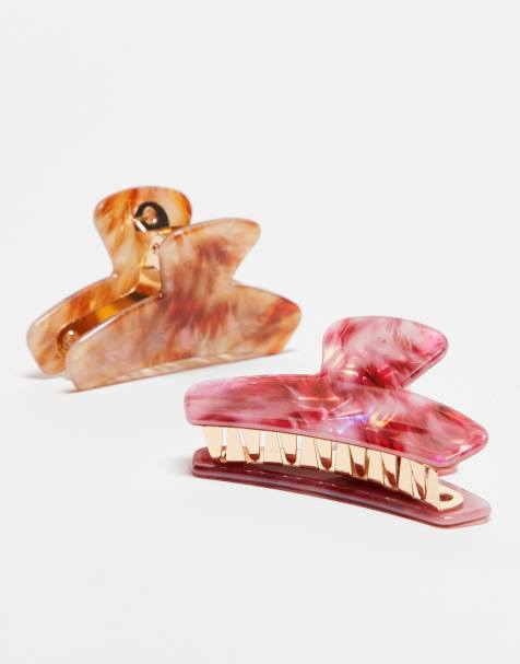 Accessorize – Flerfärgade hårklämmor i harts och marmormönster, 2-pack - view 1