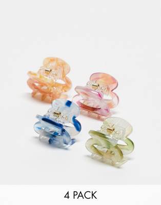 Accessorize – Flerfärgade små hårklämmor, 4-pack