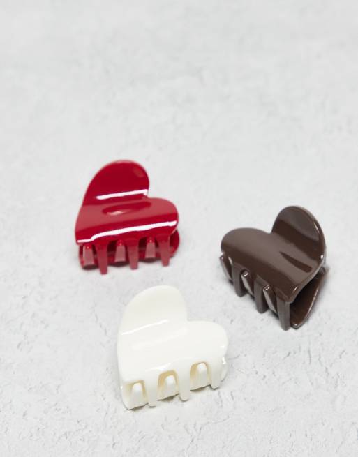 Accessorize – Flerfärgade, små hårklämmor med hjärtdesign, 3-pack, 3 av 3