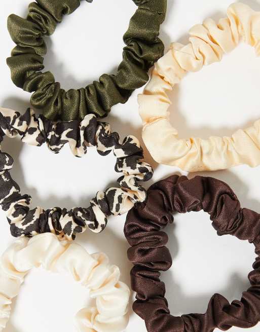 Accessorize - Flerfarvede smalle scrunchies med koprint i pakke med 5 stks, 2 af 3