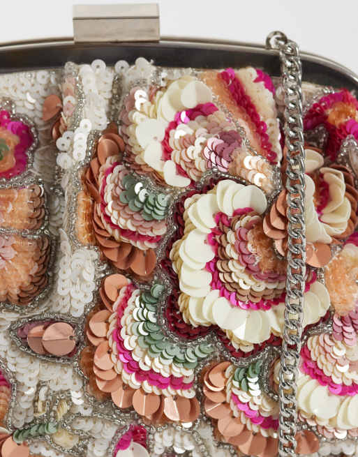 Accessorize floral pillow clutch in silver, 3 of 4
