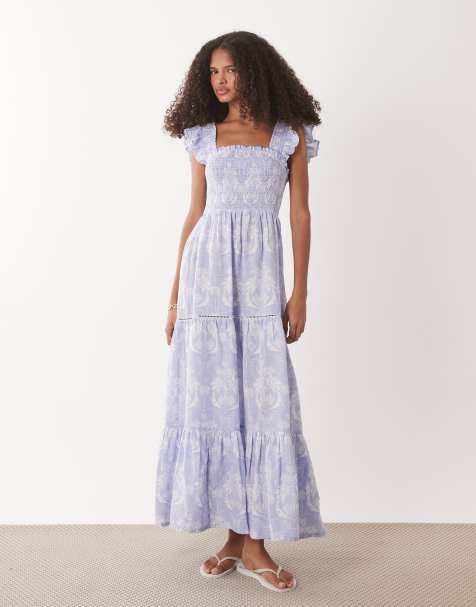 Accessorize floral print midi beach dress in navy blue - view 1