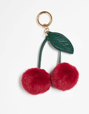 Accessorize Accessorize fluffy cherry bag charm in red