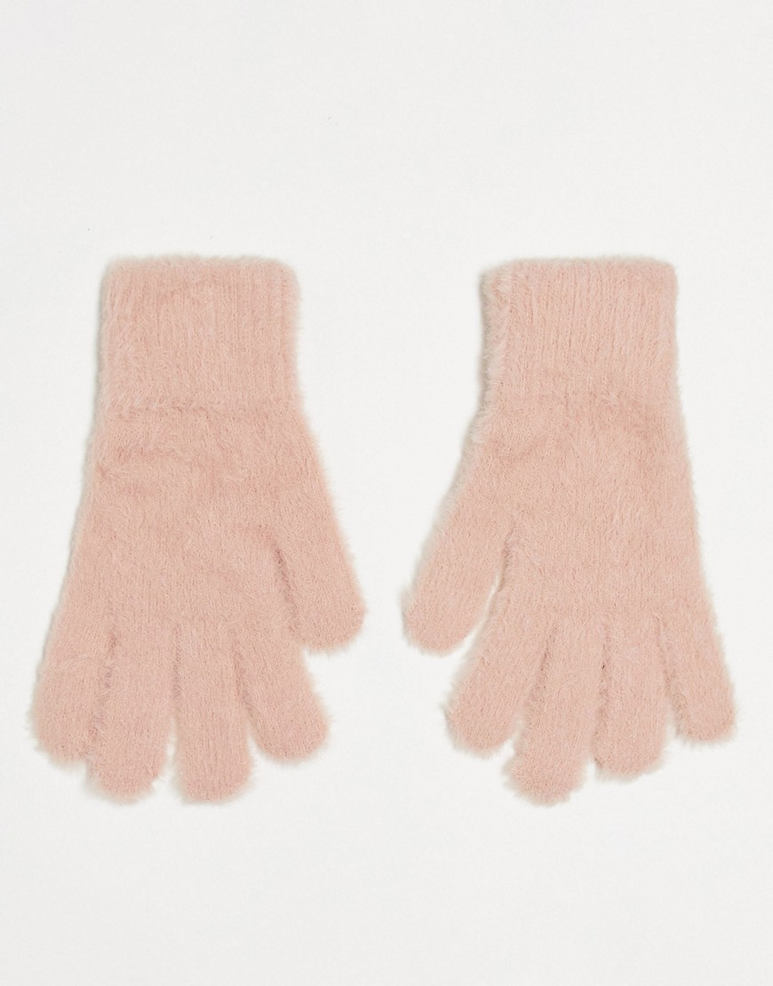 Accessorize Fluffy Gloves In Blush-neutral