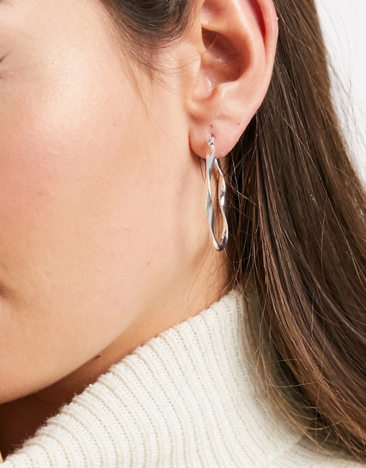 Accessorize fluid hoop earrings in silver