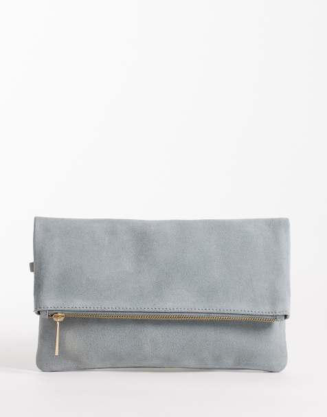 Accessorize foldover suede clutch purse in blue - view 1