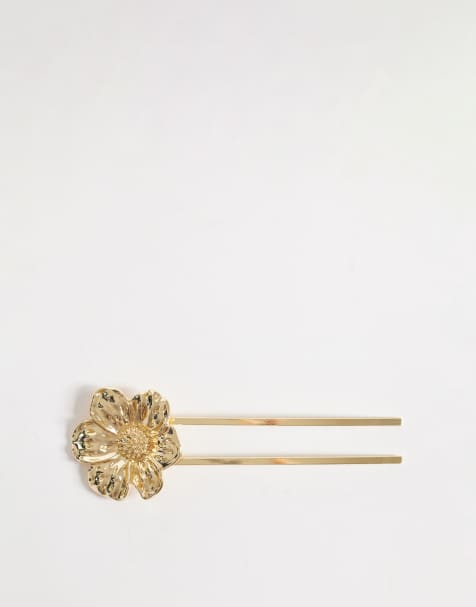 Accessorize – Französische Metall-Haarklammer in Goldoptik mit Blumendetail - view 1