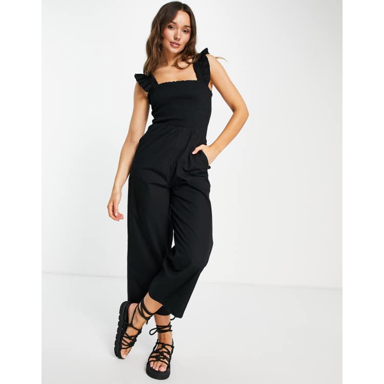 Frill Sleeve Tie Waist Jumpsuit Warehouse, 48% OFF