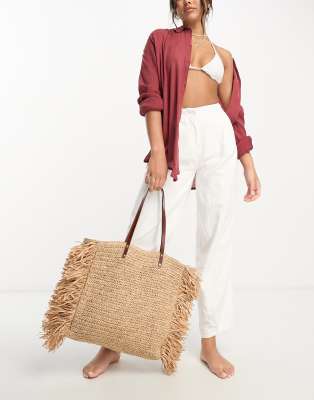 Beach Breeze Straw Tote - Khaki main image 1