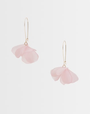 frosted petal drop earrings in light pink