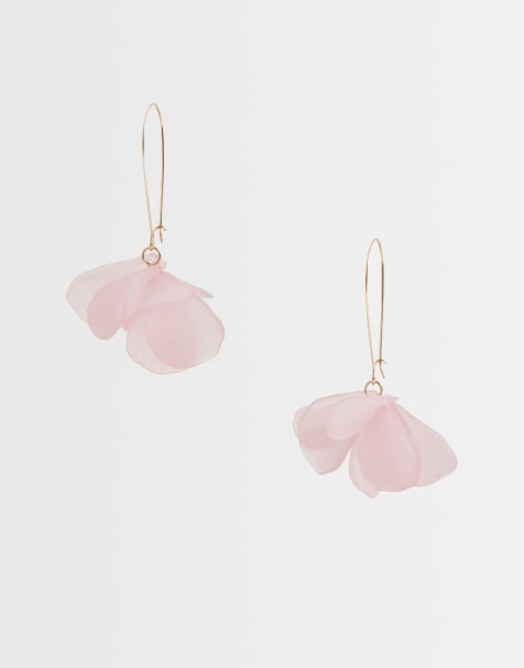 Accessorize frosted petal drop earrings in light pink - view 1