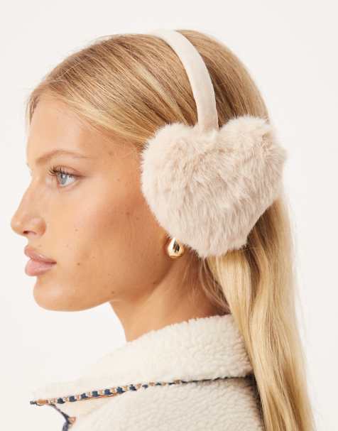 Accessorize – Futrzane białe nauszniki w kształcie serca - view 1
