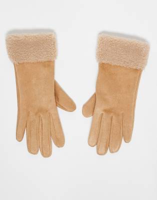Accessorize - Gants en imitation daim et imitation peau de mouton - Fauve et marron | ASOS