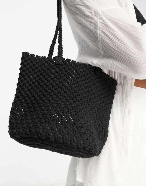 Accessorize - Gebreide bucket tas in zwart